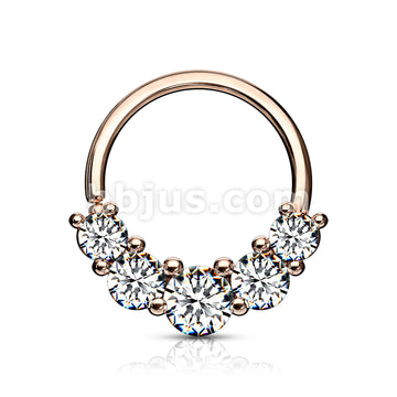 Brass 5 Prong Set CZ Bendable Hoop Rings for Septum, Ear Cartilage,... - Image 4