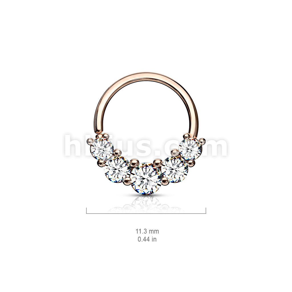 Brass 5 Prong Set CZ Bendable Hoop Rings for Septum, Ear Cartilage,... - Image 6