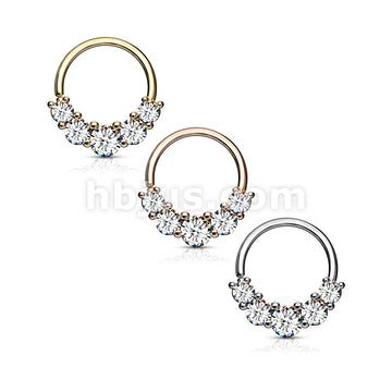 Brass 5 Prong Set CZ Bendable Hoop Rings for Septum, Ear Cartilage,... - Image 7