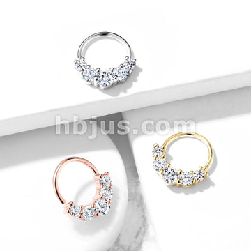 Brass 5 Prong Set CZ Bendable Hoop Rings for Septum, Ear Cartilage,...