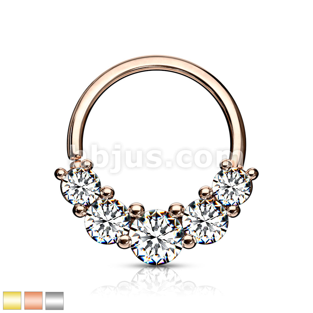 Brass 5 Prong Set CZ Bendable Hoop Rings for Septum, Ear Cartilage,... - Image 2