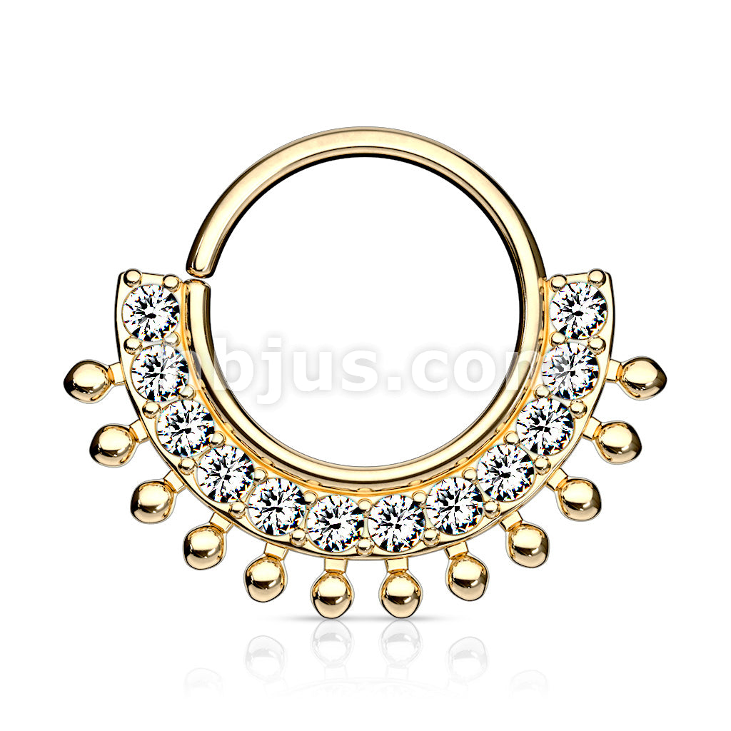 CZ Lined Fan Bendable Hoop Rings for Septum, Ear Cartilage, Daith, and More - Image 3