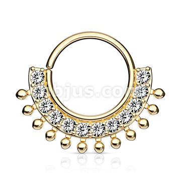 CZ Lined Fan Bendable Hoop Rings for Septum, Ear Cartilage, Daith, and More - Image 3