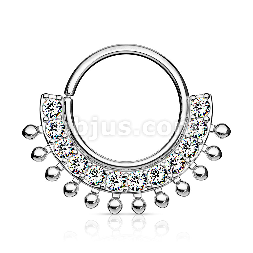CZ Lined Fan Bendable Hoop Rings for Septum, Ear Cartilage, Daith, and More - Image 5