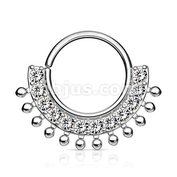CZ Lined Fan Bendable Hoop Rings for Septum, Ear Cartilage, Daith, and More - Image 5
