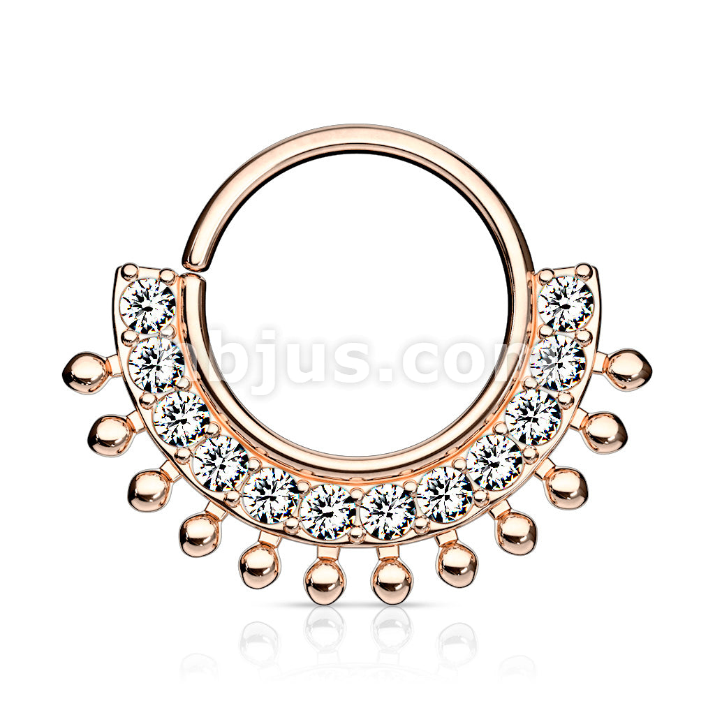 CZ Lined Fan Bendable Hoop Rings for Septum, Ear Cartilage, Daith, and More - Image 4