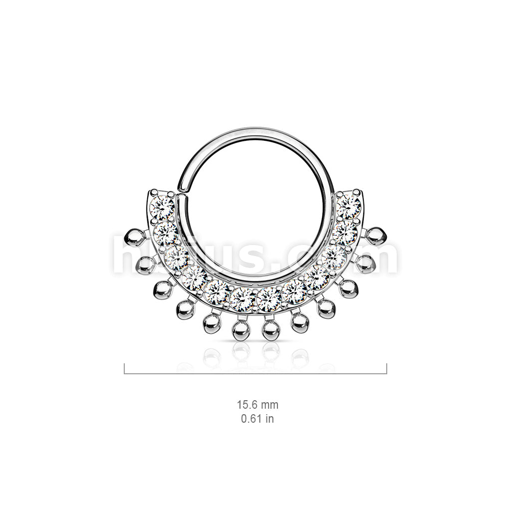 CZ Lined Fan Bendable Hoop Rings for Septum, Ear Cartilage, Daith, and More - Image 6
