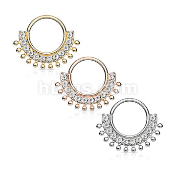 CZ Lined Fan Bendable Hoop Rings for Septum, Ear Cartilage, Daith, and More - Image 7