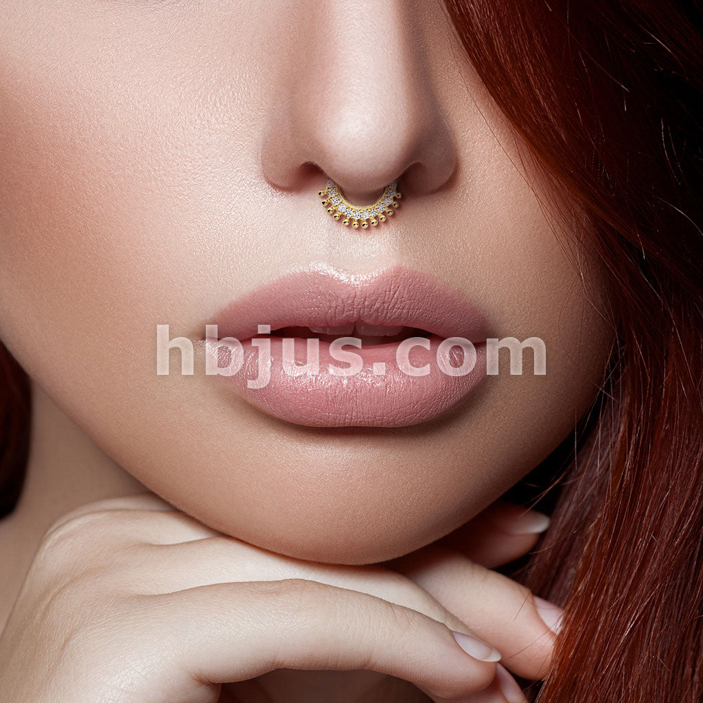 CZ Lined Fan Bendable Hoop Rings for Septum, Ear Cartilage, Daith, and More - Image 8