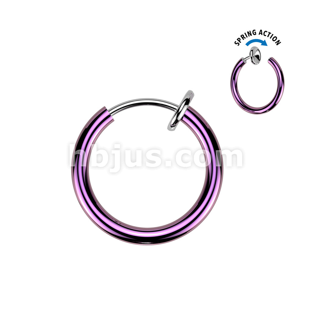 Spring Action Fake Titanium Septum & Nose Hoop - Image 2