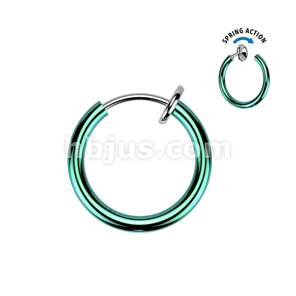 Spring Action Fake Titanium Septum & Nose Hoop - Image 4