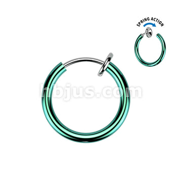 Spring Action Fake Titanium Septum & Nose Hoop - Image 4