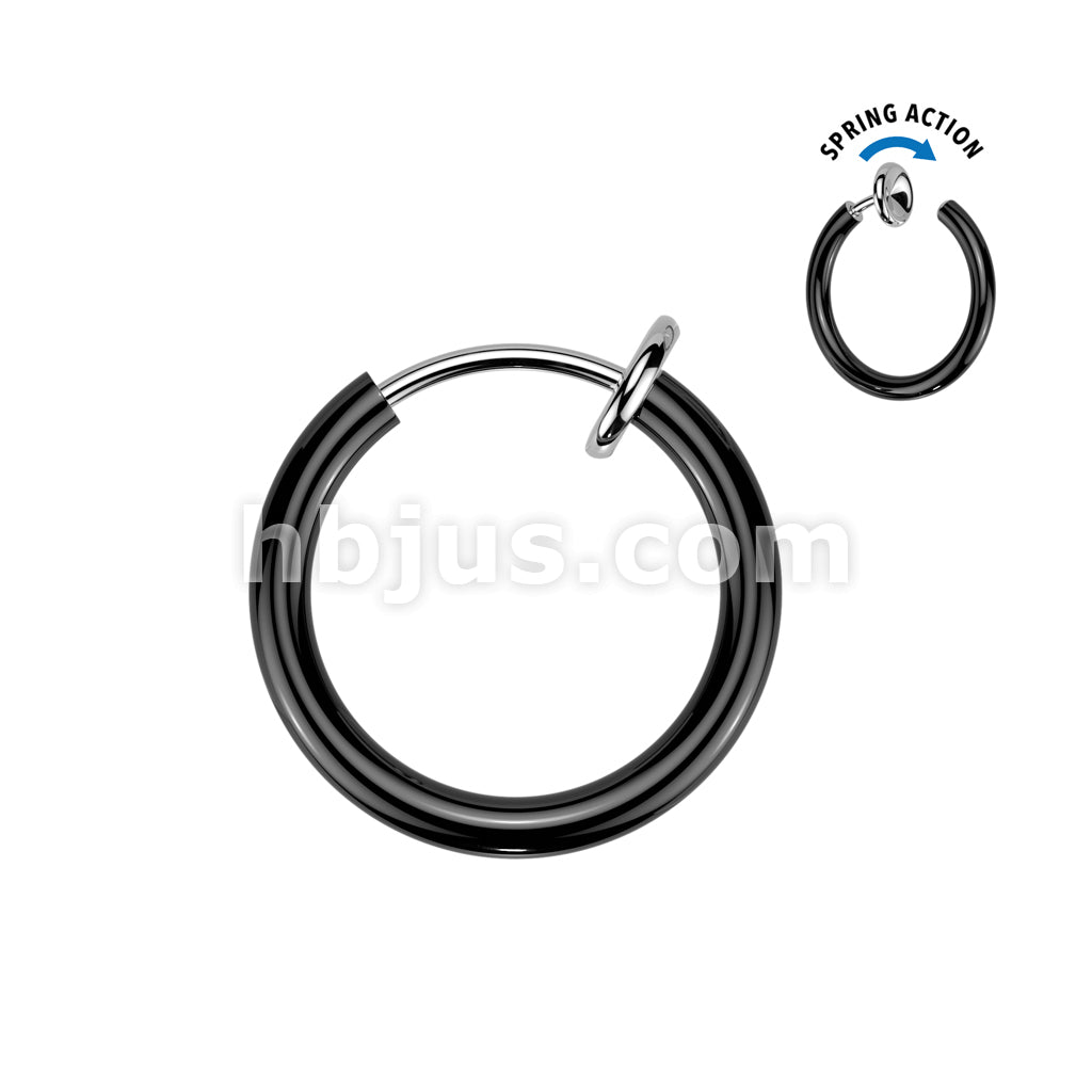 Spring Action Fake Titanium Septum & Nose Hoop - Image 6