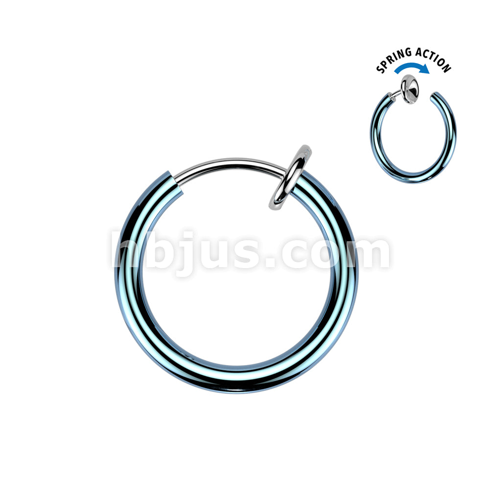 Spring Action Fake Titanium Septum & Nose Hoop - Image 7