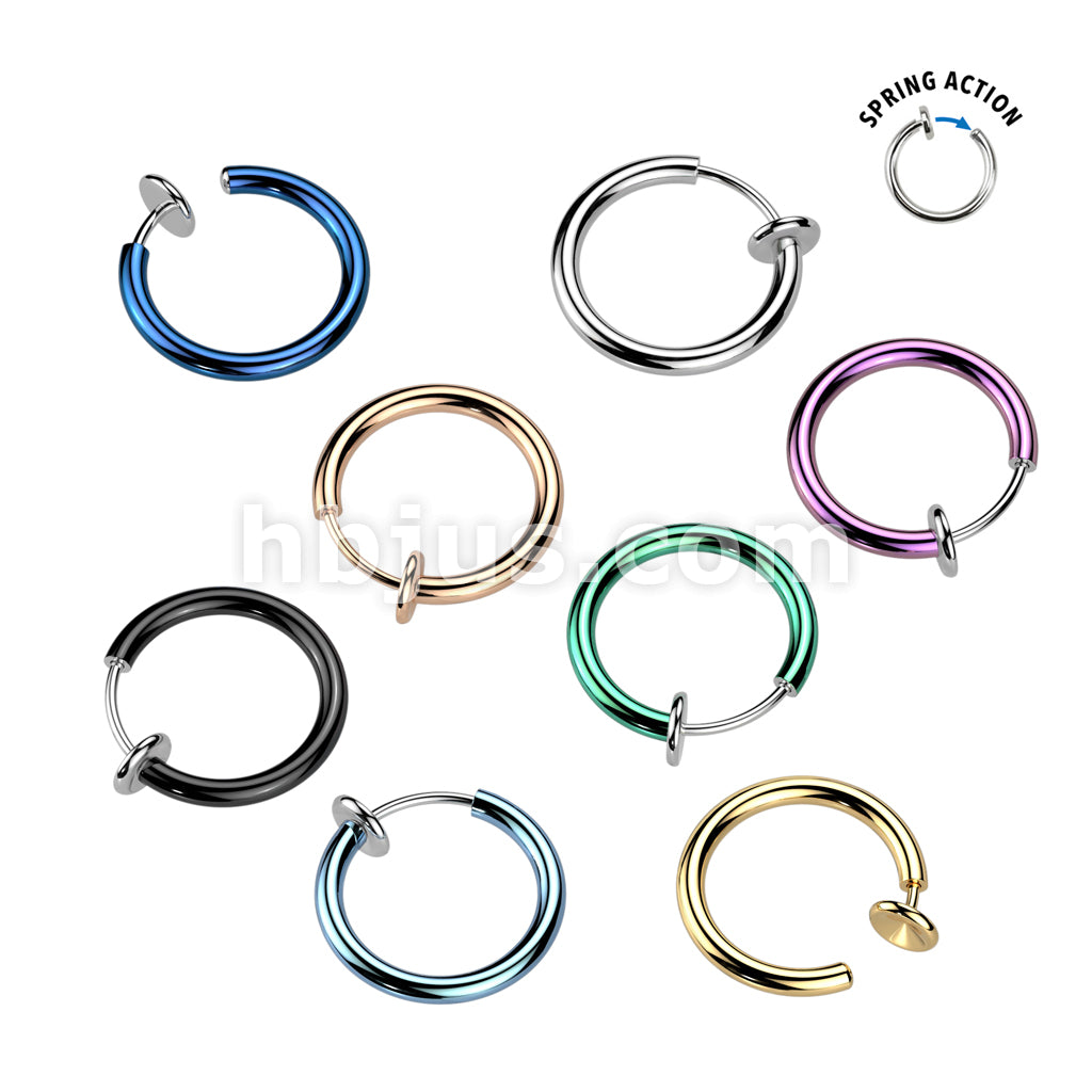 Spring Action Fake Titanium Septum & Nose Hoop