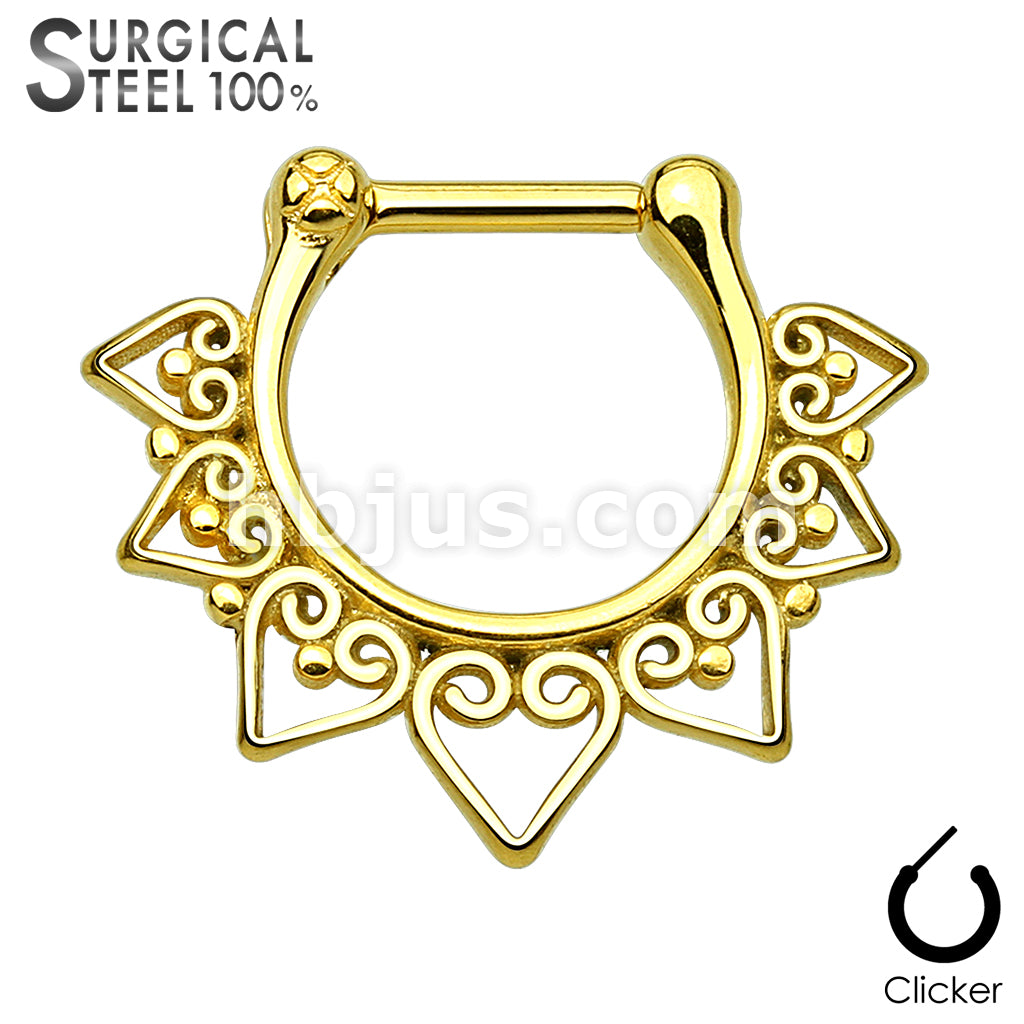 Tribal Fan All 316L Surgical Steel Septum Clicker - Image 2