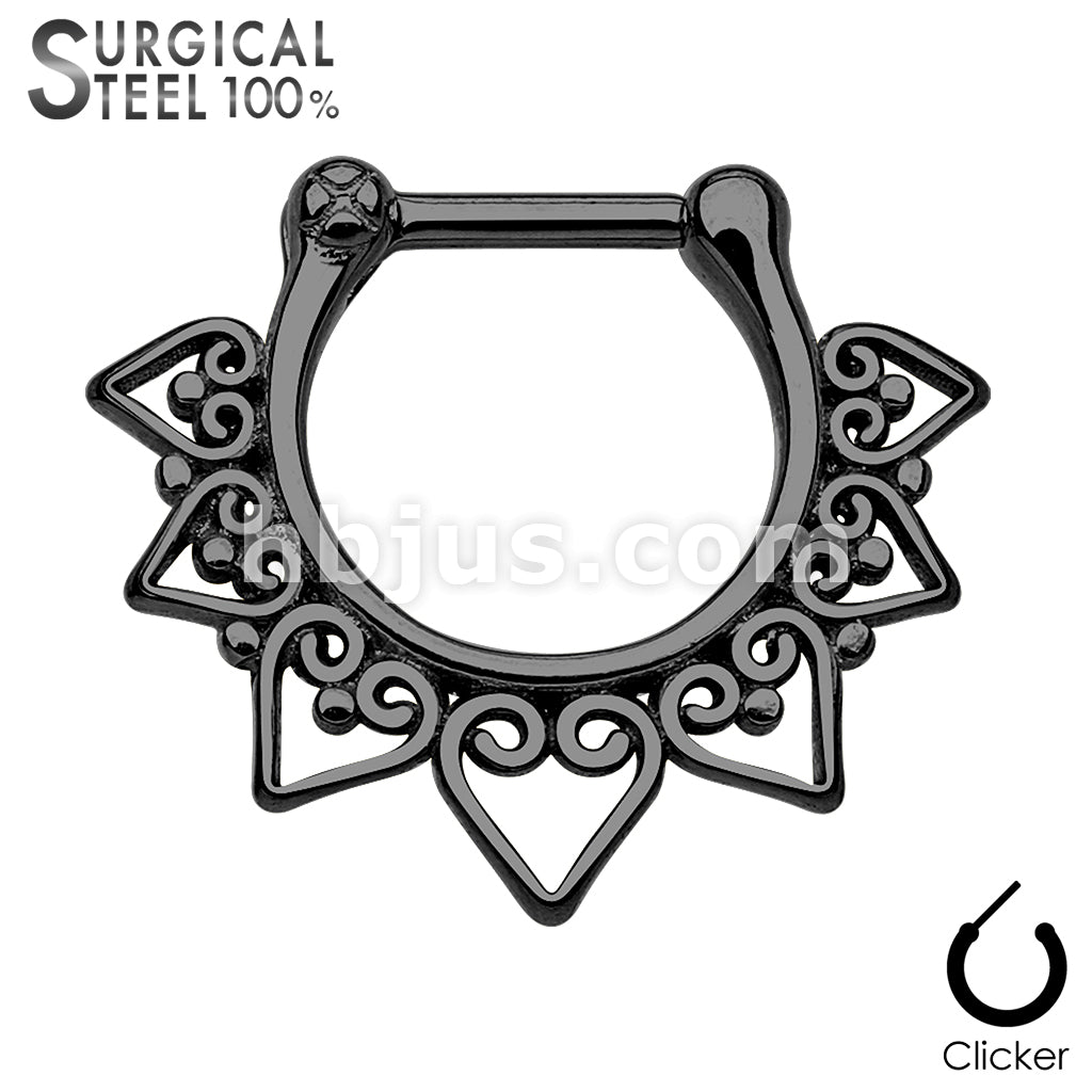 Tribal Fan All 316L Surgical Steel Septum Clicker - Image 3