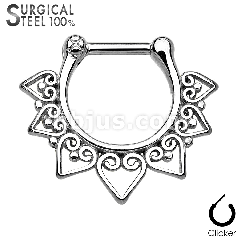 Tribal Fan All 316L Surgical Steel Septum Clicker - Image 4