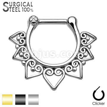 Tribal Fan All 316L Surgical Steel Septum Clicker