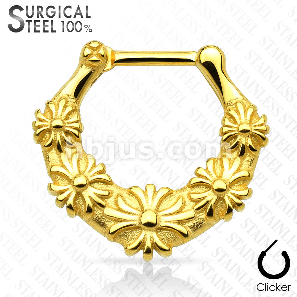 316L Surgical Steel Floral 316 Surgical Steel Septum Clicker - Image 2