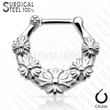 316L Surgical Steel Floral 316 Surgical Steel Septum Clicker - Image 3