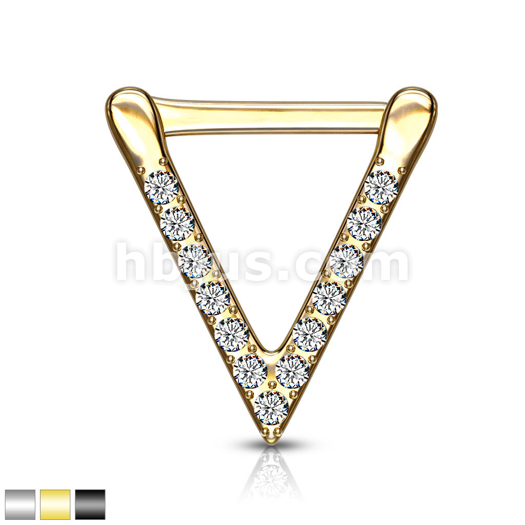 316L Surgical Steel All Surgical Steel CZ Paved Triangle Clicker for... - Image 2