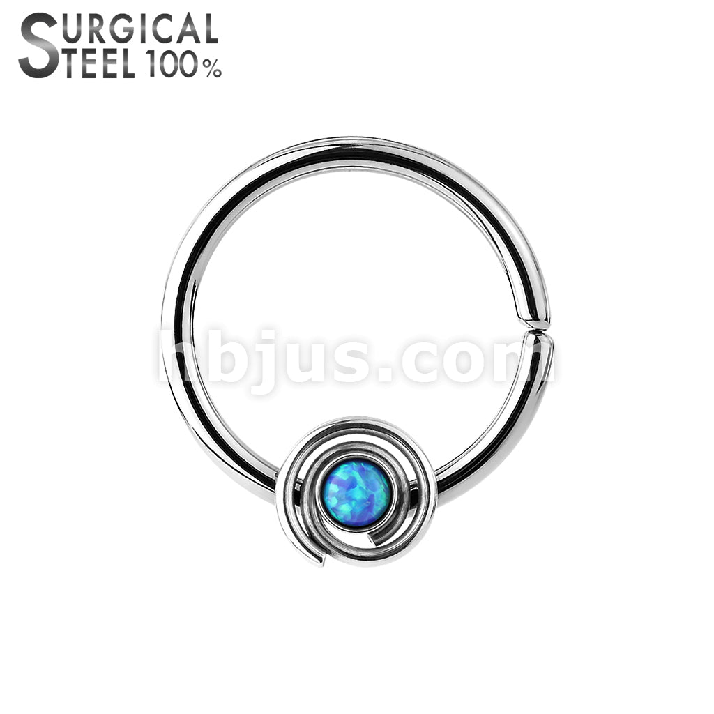 316L Surgical Steel Bendable Septum/Cartilage Hoop Ring with Opal Set... - Image 2