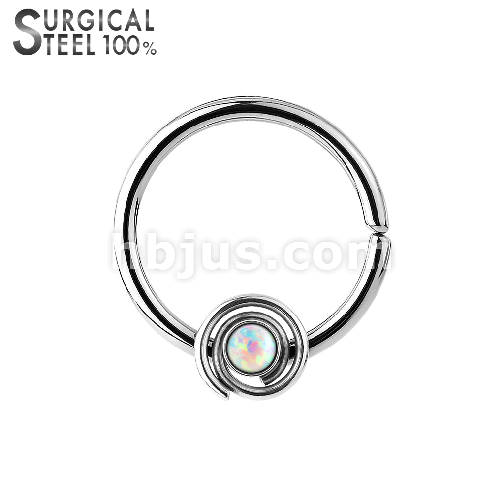 316L Surgical Steel Bendable Septum/Cartilage Hoop Ring with Opal Set... - Image 3