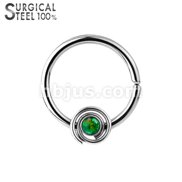 316L Surgical Steel Bendable Septum/Cartilage Hoop Ring with Opal Set... - Image 4