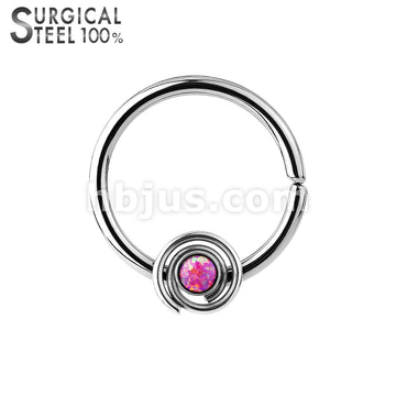 316L Surgical Steel Bendable Septum/Cartilage Hoop Ring with Opal Set... - Image 5