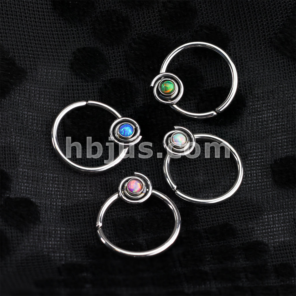 316L Surgical Steel Bendable Septum/Cartilage Hoop Ring with Opal Set... - Image 7