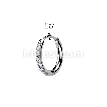 316L Surgical Steel Pair of 316L Stainless Steel Hoop Earrings With CZ Pave - Image 4