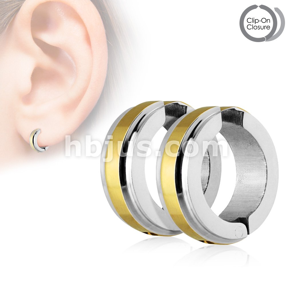 IP Center and Stepped Edge Pair of 316L Surgical Stainless Steel... - Image 3