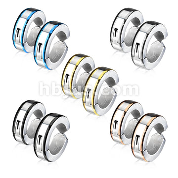 Beveled Edge Strip Color IP Pair of 316L Surgical Stainless Steel... - Image 8