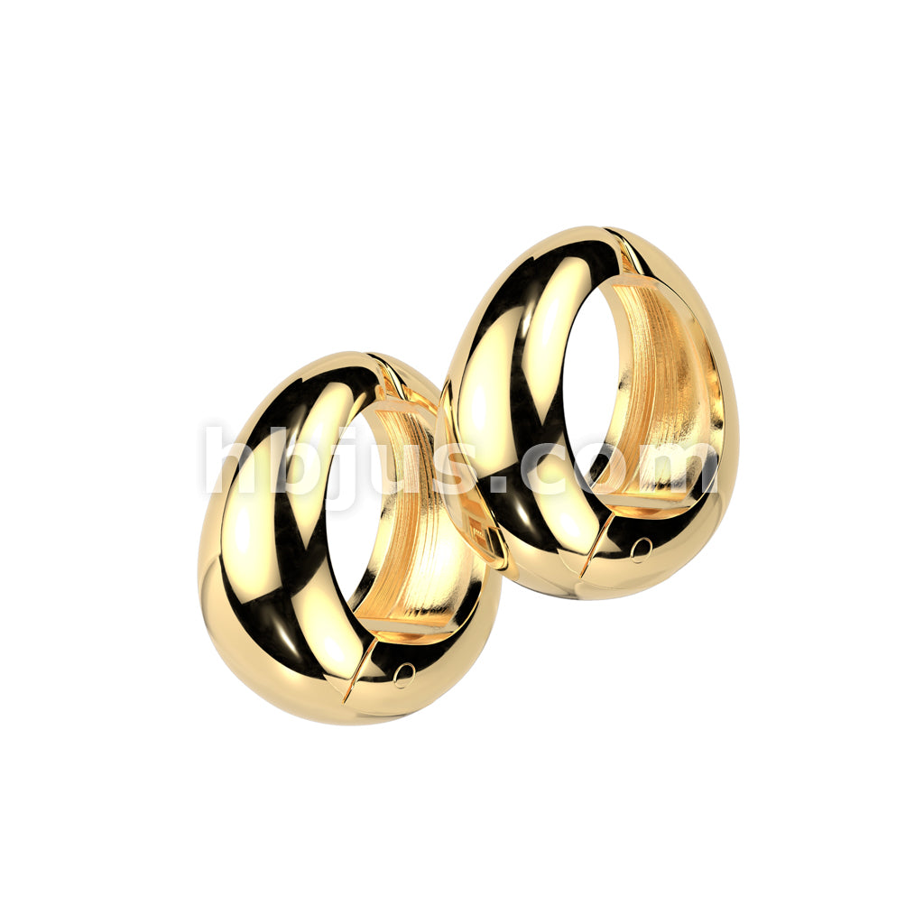 316L Surgical Steel Pair of 316L Stainless Steel Wide Oval Non-Piercing... - Image 2