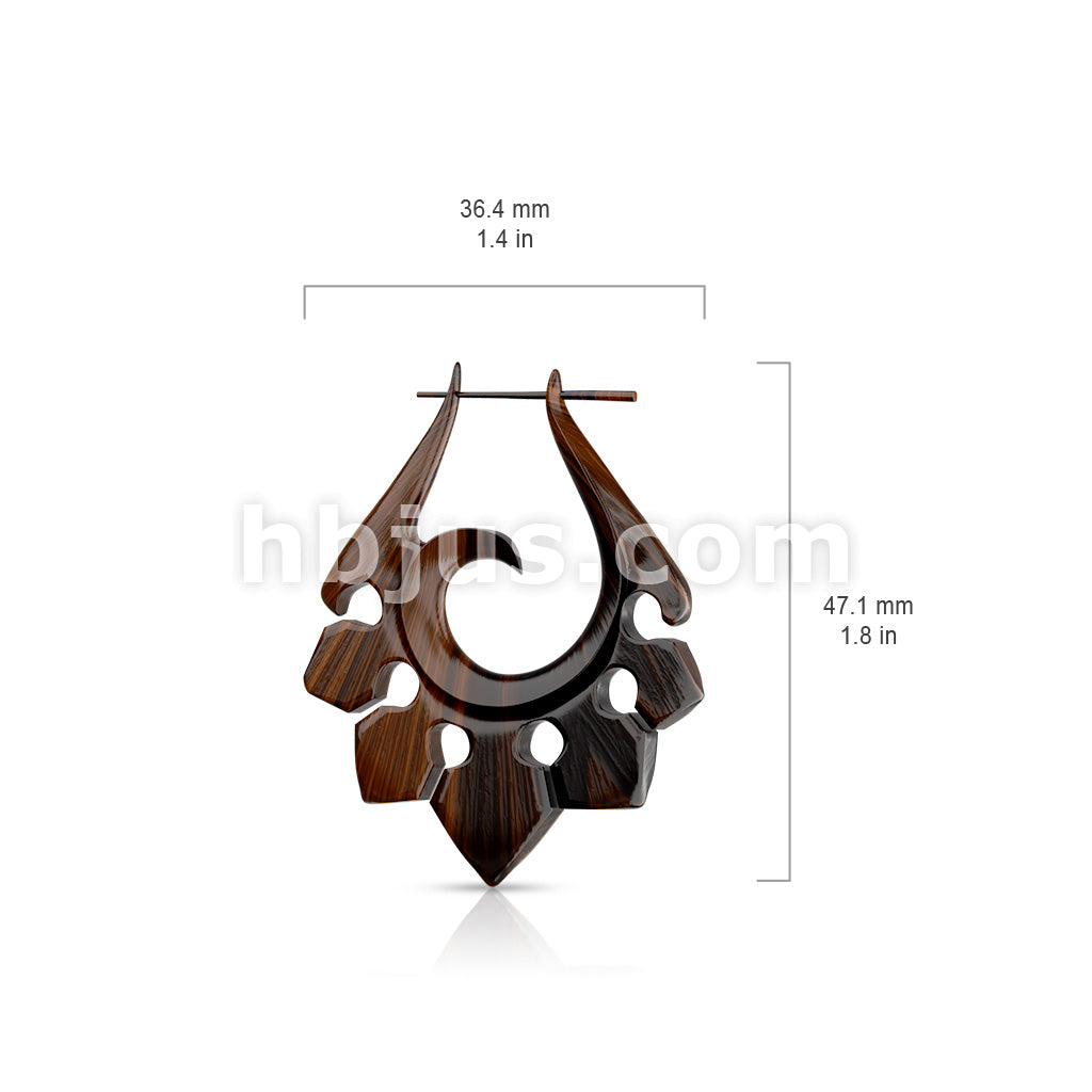 Pair of Organic Hand Carved Sono Wood Tribal Ornament Stirrup Hanger... - Image 3
