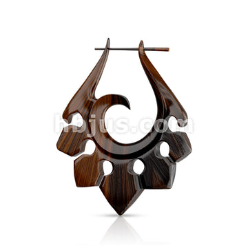 Pair of Organic Hand Carved Sono Wood Tribal Ornament Stirrup Hanger... - Image 2