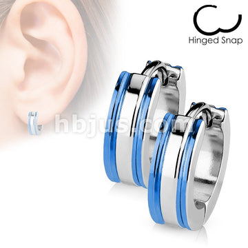 316L Surgical Steel Pair of 316L Surgical Stainless Steel 2 Tone Hoop... - Image 2