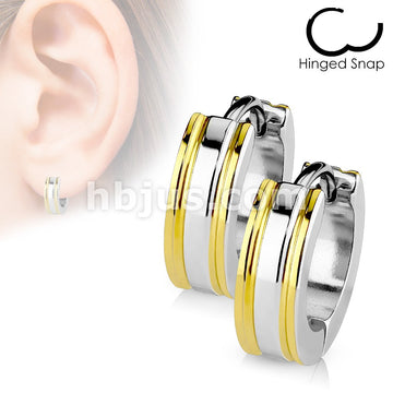316L Surgical Steel Pair of 316L Surgical Stainless Steel 2 Tone Hoop... - Image 3