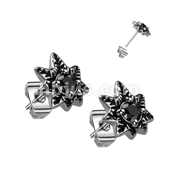316L Surgical Steel Pair of 316L Surgical Stainless Steel Black CZ Pot... - Image 2