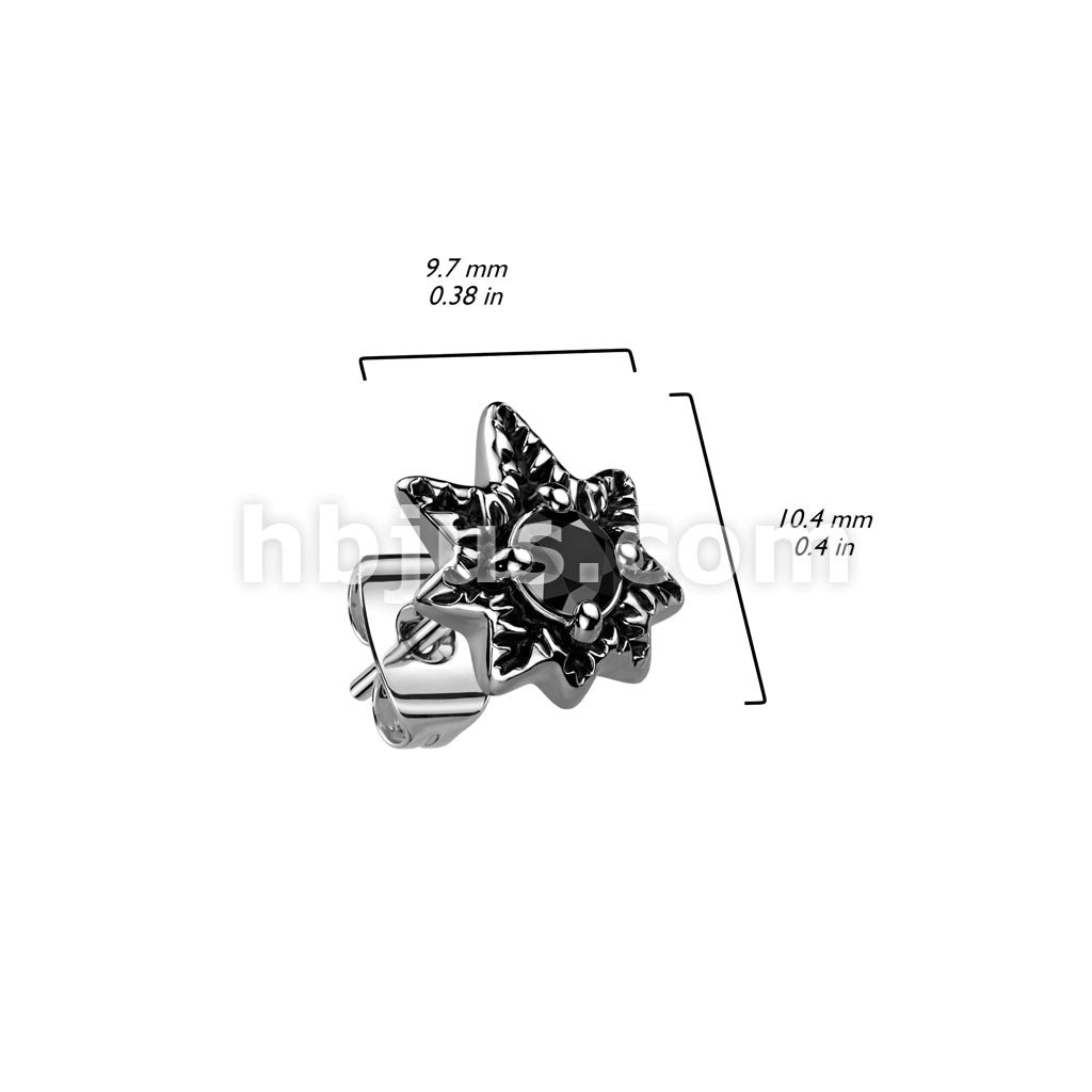 316L Surgical Steel Pair of 316L Surgical Stainless Steel Black CZ Pot... - Image 3