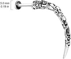 Skull Carved Long Claw Labret 316L Surgical Steel
