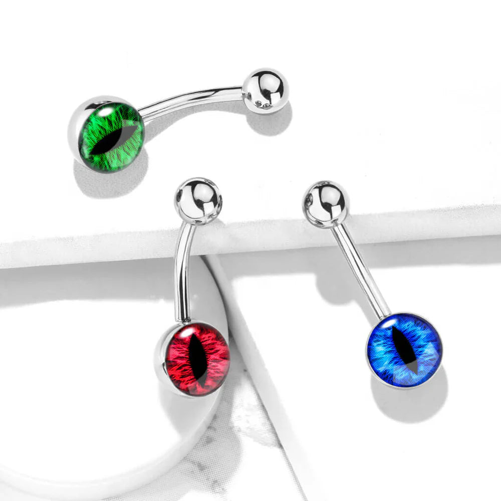 Snake Eye Inlaid 316L Surgical Steel Belly Button Navel Rings
