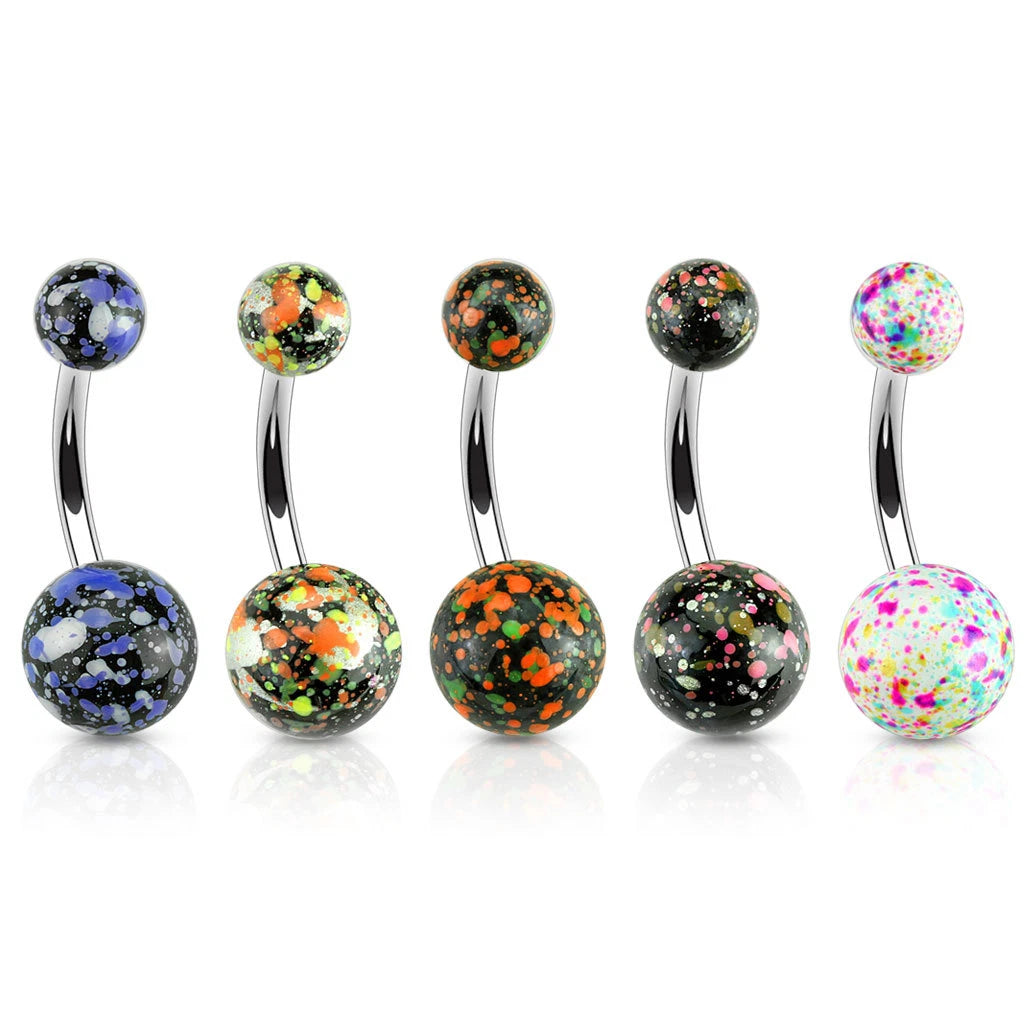 Splatter on 316L Surgical Steel Navel Ring