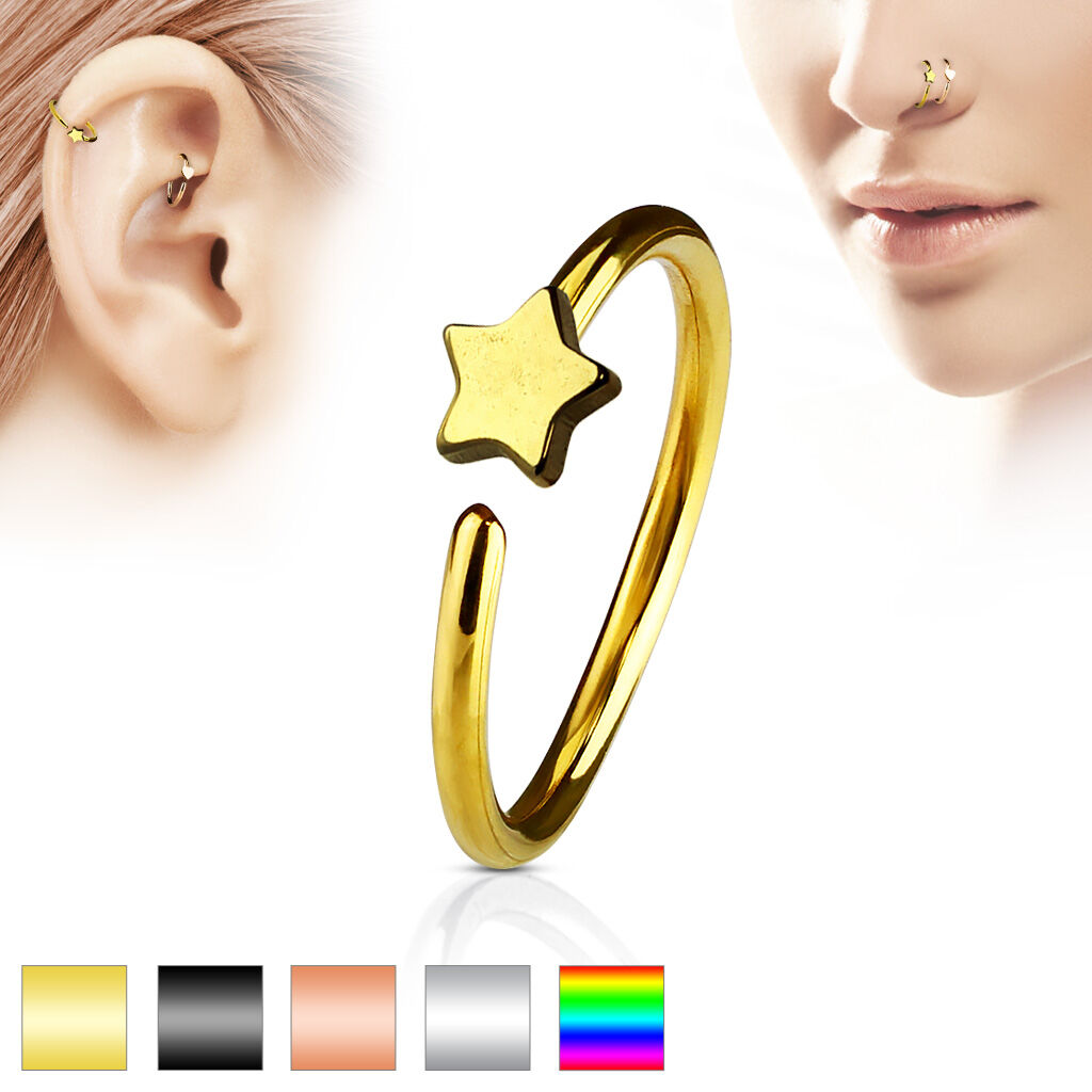 Star IP Plating over 316L Surgical Steel Hoop Ring