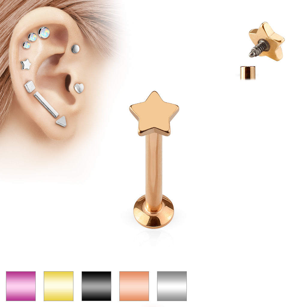 Star Top Internally Threaded 316L Surgical Steel Labret, Monroe,...