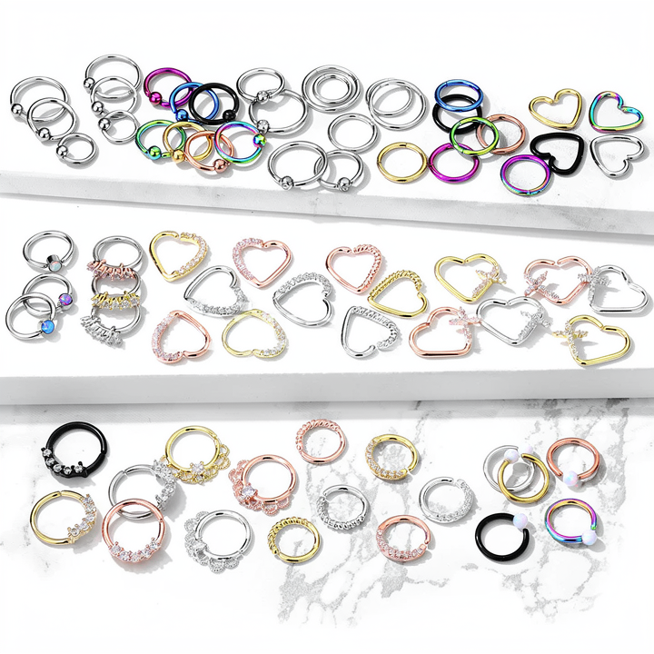 Starter Pack 316L Surgical Steel Hoops Pre Best Sellers for Cartilage, Tragus, Nose Septum and More