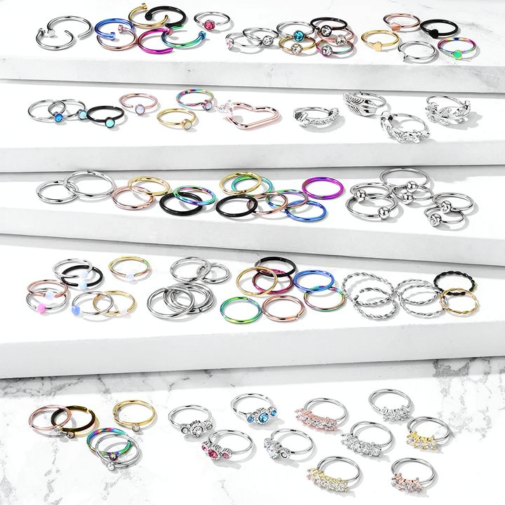 Starter Pack 316L Surgical Steel Nose Hoops Pre Best Sellers