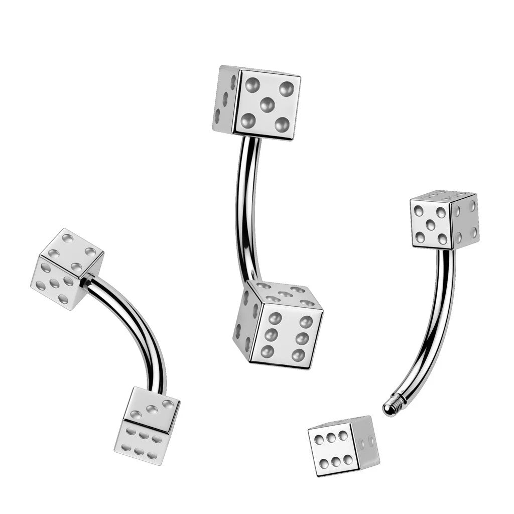 Steel Dice 316L Surgical Steel Eyebrow Curve