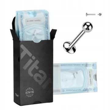 Implant Grade Titanium Pre-Sterilized Internally Threaded Labret, 4mm Convex Base With Ball Top